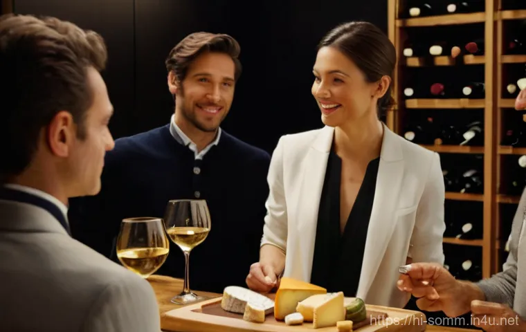 소믈리에가 알아야 할 치즈 매칭법 - **Prompt 1: "The Sommelier's Art of Pairing"**
    "An elegant, warm, and inviting wine cellar or up...