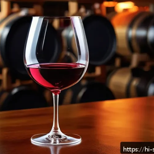 Home 31 소믈리에의 와인 추천 노하우 - A sophisticated wine tasting scene focusing on a glass of deep ruby red Cabernet Sauvignon wine bein...