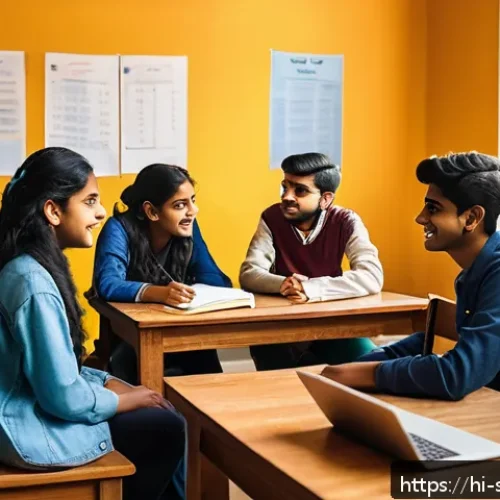 Home 30 소믈리에 시험을 위한 스터디 모임 - A diverse group of five Indian students studying together in a cozy indoor setting, sitting around a...