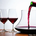 Home 23 와인 디캔팅 실무 노하우 - A sophisticated wine tasting scene featuring a crystal decanter with wide mouth filled with rich red...